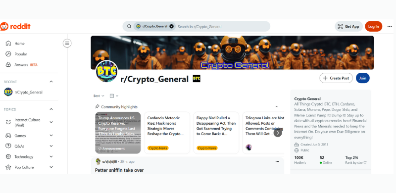 Top 8 Crypto Subreddits You Need To Follow In 2025 6 Crypto General