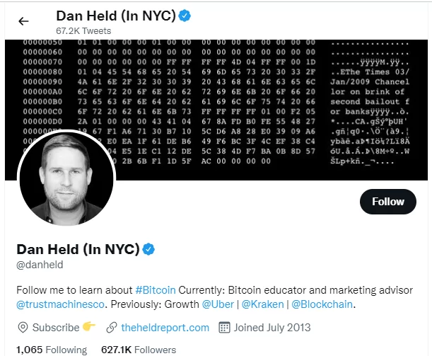 Dan held Crypto Twitter Influener
