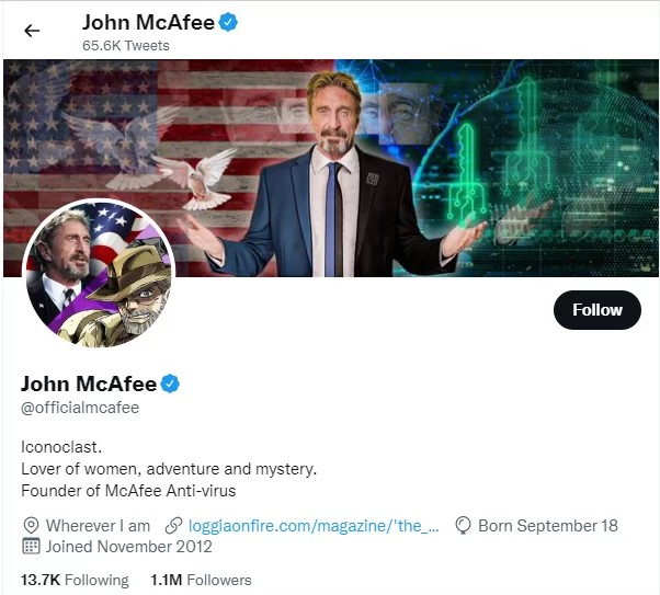 Johan Mcafee crypto twitter influencer