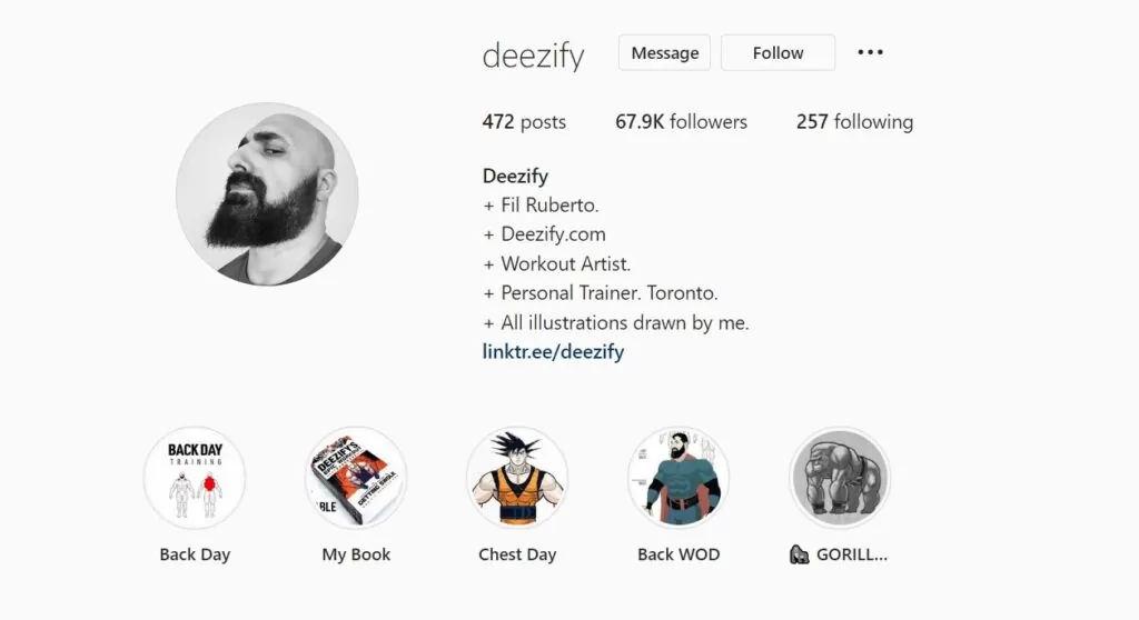 Instagram NFT influencer Deezi's Instagram profile